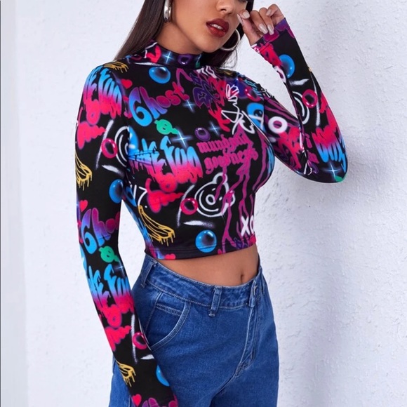Graffiti Long Sleeve Top - Picture 3 of 4